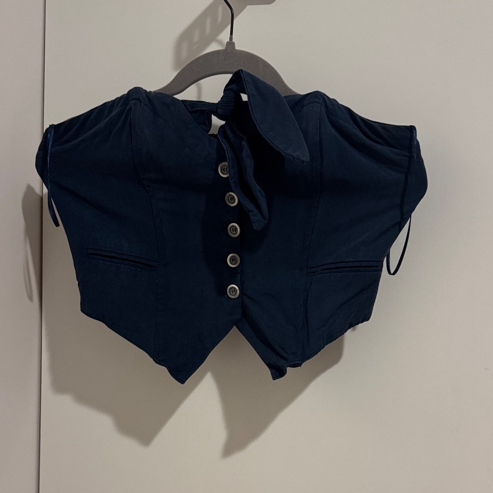 Maeve Deep Blue Button-Up Top